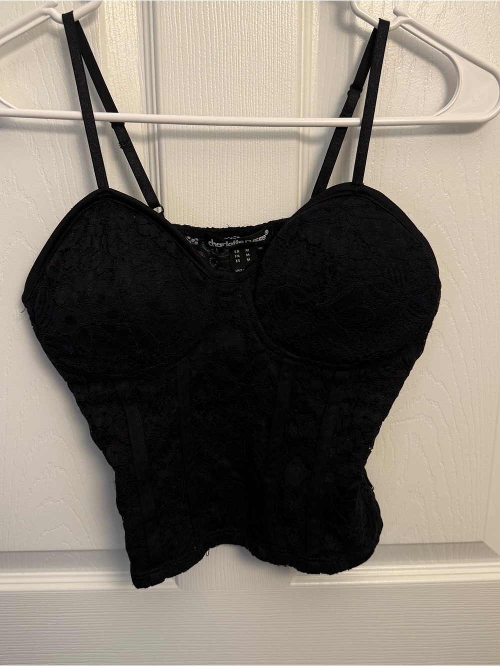 Charlotte Russe Black Lace Corset Bustier Cami Top Floral Y2K Coquette
